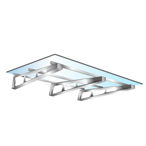 Козырек стеклянный на прямом каркасе
